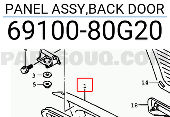 Suzuki 6910080G20 PANEL ASSY,BACK DOOR