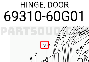 Suzuki 6931060G01 HINGE, DOOR