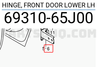 Suzuki 6931065J00 HINGE, FRONT DOOR LOWER LH