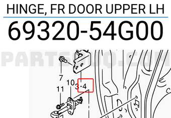 Suzuki 6932054G00 HINGE, FR DOOR UPPER LH