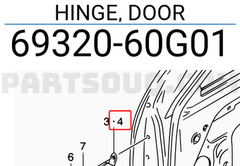 Suzuki 6932060G01 HINGE, DOOR