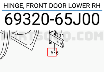 Suzuki 6932065J00 HINGE, FRONT DOOR LOWER RH
