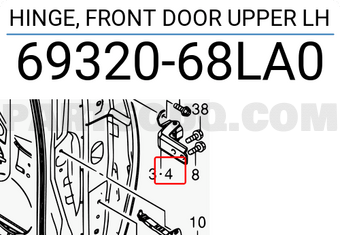 Suzuki 6932068LA0 HINGE, FRONT DOOR UPPER LH