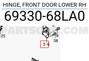 Suzuki 6933068LA0 HINGE, FRONT DOOR LOWER RH