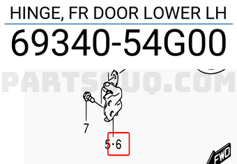 Suzuki 6934054G00 HINGE, FR DOOR LOWER LH