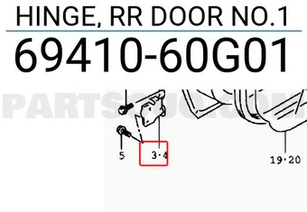Suzuki 6941060G01 HINGE, RR DOOR NO.1