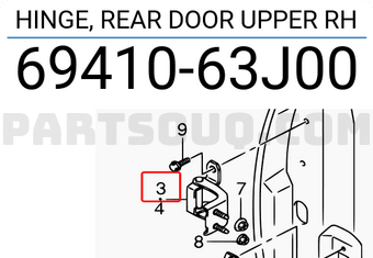 Suzuki 6941063J00 HINGE, REAR DOOR UPPER RH