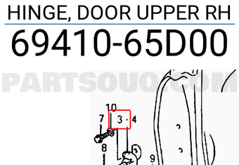 Suzuki 6941065D00 HINGE, DOOR UPPER RH