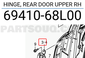 Suzuki 6941068L00 HINGE, REAR DOOR UPPER RH