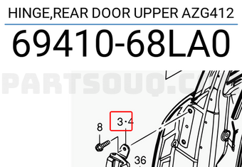 Suzuki 6941068LA0 HINGE,REAR DOOR UPPER AZG412