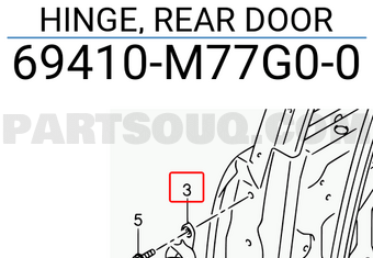 Suzuki 69410M77G00 HINGE, REAR DOOR