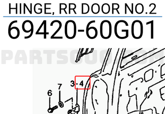 Suzuki 6942060G01 HINGE, RR DOOR NO.2
