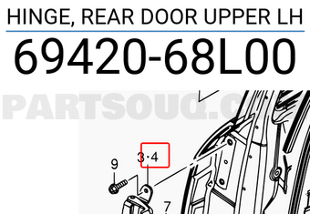 Suzuki 6942068L00 HINGE, REAR DOOR UPPER LH