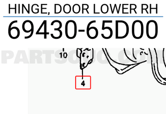 Suzuki 6943065D00 HINGE, DOOR LOWER RH