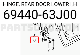 Suzuki 6944063J00 HINGE, REAR DOOR LOWER LH