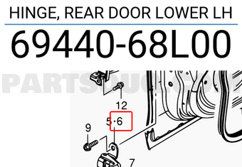 Suzuki 6944068L00 HINGE, REAR DOOR LOWER LH