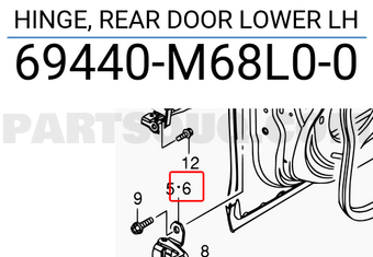 Suzuki 69440M68L00 HINGE, REAR DOOR LOWER LH