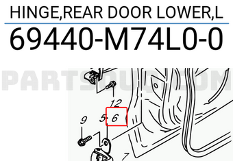 Suzuki 69440M74L00 HINGE,REAR DOOR LOWER,L