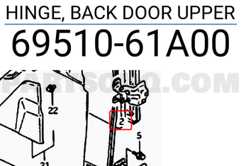 Suzuki 6951061A00 HINGE, BACK DOOR UPPER