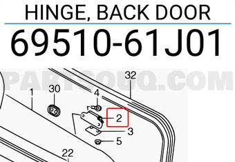 Suzuki 6951061J01 HINGE, BACK DOOR