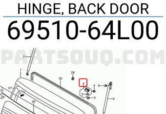 Suzuki 6951064L00 HINGE, BACK DOOR