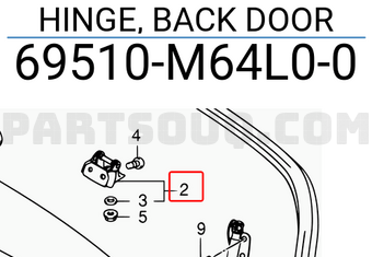 Suzuki 69510M64L00 HINGE, BACK DOOR