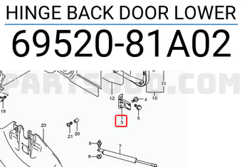 Suzuki 6952081A02 HINGE BACK DOOR LOWER