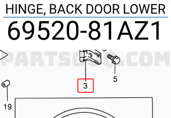 Suzuki 6952081AZ1 HINGE, BACK DOOR LOWER