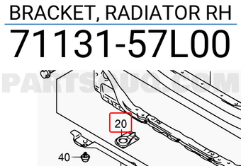 Suzuki 7113157L00 BRACKET, RADIATOR RH