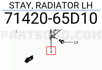 Suzuki 7142065D10 STAY, RADIATOR LH