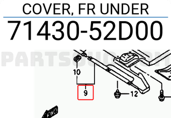 Suzuki 7143052D00 COVER, FR UNDER