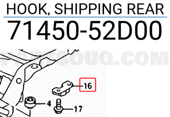 Suzuki 7145052D00 HOOK, SHIPPING REAR
