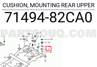 Suzuki 7149482CA0 CUSHION, MOUNTING REAR UPPER