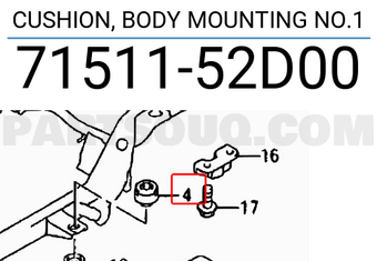 Suzuki 7151152D00 CUSHION, BODY MOUNTING NO.1
