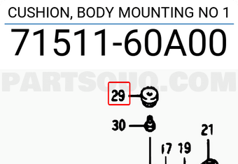 Suzuki 7151160A00 CUSHION, BODY MOUNTING NO 1