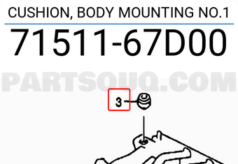 Suzuki 7151167D00 CUSHION, BODY MOUNTING NO.1