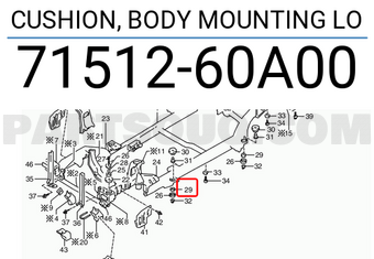 Suzuki 7151260A00 CUSHION, BODY MOUNTING LO