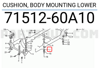 Suzuki 7151260A10 CUSHION, BODY MOUNTING LOWER
