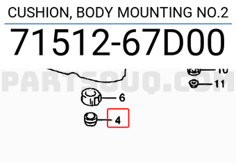Suzuki 7151267D00 CUSHION, BODY MOUNTING NO.2