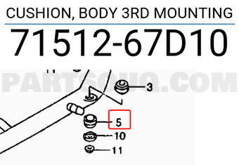 Suzuki 7151267D10 CUSHION, BODY 3RD MOUNTING