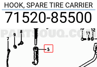 Suzuki 7152085500 HOOK, SPARE TIRE CARRIER