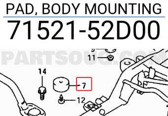 Suzuki 7152152D00 PAD, BODY MOUNTING