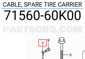 Suzuki 7156060K00 CABLE, SPARE TIRE CARRIER