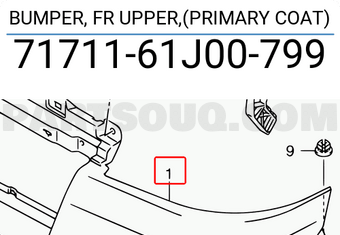 Suzuki 7171161J00799 BUMPER, FR UPPER,(PRIMARY COAT)
