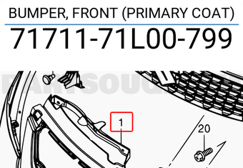 Suzuki 7171171L00799 BUMPER, FRONT (PRIMARY COAT)