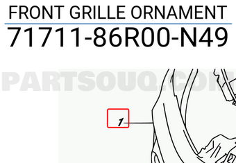 Suzuki 7171186R00N49 BUMPER FRONT UPPER (BLACK/PRIMARY)