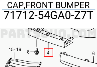 Suzuki 7171254GA0Z7T CAP,FRONT BUMPER