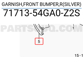 Suzuki 7171354GA0Z2S GARNISH,FRONT BUMPER,R(SILVER)