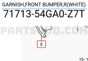 Suzuki 7171354GA0Z7T GARNISH,FRONT BUMPER,R(WHITE)
