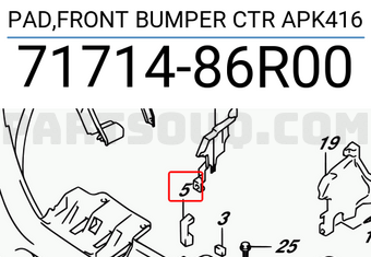 Suzuki 7171486R00 PAD,FRONT BUMPER CTR APK416
